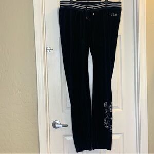 BCBG MAXAZRIA Black Velour Embellished Pull On Lounge Pants Size XL Maternity